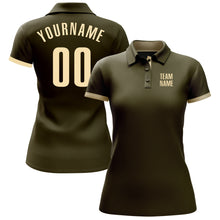 Load image into Gallery viewer, Custom Olive Cream Performance Salute To Service Golf Polo Shirt
