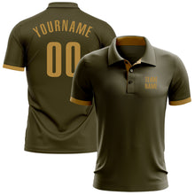 Load image into Gallery viewer, Custom Olive Old Gold Performance Salute To Service Golf Polo Shirt