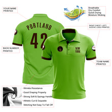 Load image into Gallery viewer, Custom Neon Green Brown Performance Golf Polo Shirt