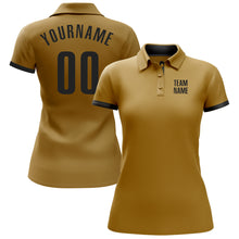 Load image into Gallery viewer, Custom Old Gold Black Performance Golf Polo Shirt