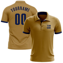 Load image into Gallery viewer, Custom Old Gold Navy Performance Golf Polo Shirt