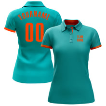 Load image into Gallery viewer, Custom Aqua Orange Performance Golf Polo Shirt