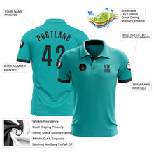 Load image into Gallery viewer, Custom Aqua Black Performance Golf Polo Shirt