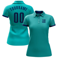 Load image into Gallery viewer, Custom Aqua Navy Performance Golf Polo Shirt