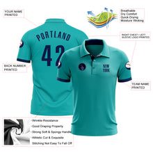 Load image into Gallery viewer, Custom Aqua Navy Performance Golf Polo Shirt