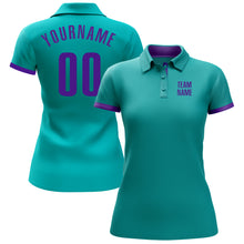 Load image into Gallery viewer, Custom Aqua Purple Performance Golf Polo Shirt