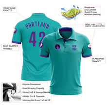 Load image into Gallery viewer, Custom Aqua Purple Performance Golf Polo Shirt
