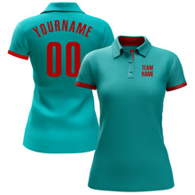 Load image into Gallery viewer, Custom Aqua Red Performance Golf Polo Shirt