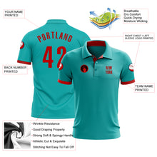Load image into Gallery viewer, Custom Aqua Red Performance Golf Polo Shirt