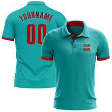 Load image into Gallery viewer, Custom Aqua Red Performance Golf Polo Shirt