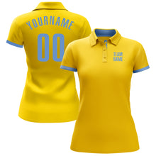 Load image into Gallery viewer, Custom Yellow Light Blue Performance Golf Polo Shirt
