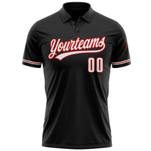 Load image into Gallery viewer, Custom Black White-Red Performance Vapor Golf Polo Shirt