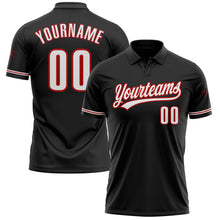 Load image into Gallery viewer, Custom Black White-Red Performance Vapor Golf Polo Shirt