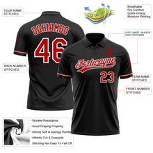 Load image into Gallery viewer, Custom Black Red-White Performance Vapor Golf Polo Shirt