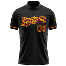 Load image into Gallery viewer, Custom Black Crimson-Yellow Performance Vapor Golf Polo Shirt