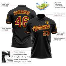 Load image into Gallery viewer, Custom Black Crimson-Yellow Performance Vapor Golf Polo Shirt