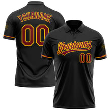 Load image into Gallery viewer, Custom Black Crimson-Yellow Performance Vapor Golf Polo Shirt