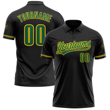 Load image into Gallery viewer, Custom Black Kelly Green-Yellow Performance Vapor Golf Polo Shirt