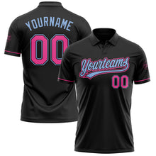 Load image into Gallery viewer, Custom Black Pink-Light Blue Performance Vapor Golf Polo Shirt