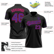 Load image into Gallery viewer, Custom Black Purple-Hot Pink Performance Vapor Golf Polo Shirt