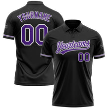 Load image into Gallery viewer, Custom Black Purple-White Performance Vapor Golf Polo Shirt