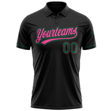 Load image into Gallery viewer, Custom Black Kelly Green-Pink Performance Vapor Golf Polo Shirt