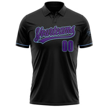 Load image into Gallery viewer, Custom Black Purple-Light Blue Performance Vapor Golf Polo Shirt