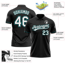 Load image into Gallery viewer, Custom Black White-Teal Performance Vapor Golf Polo Shirt