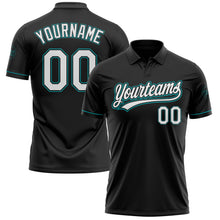 Load image into Gallery viewer, Custom Black White-Teal Performance Vapor Golf Polo Shirt