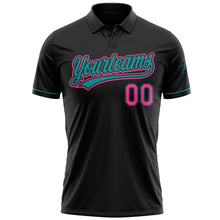 Load image into Gallery viewer, Custom Black Pink-Teal Performance Vapor Golf Polo Shirt