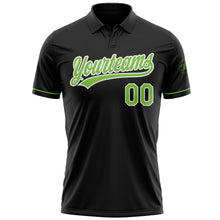 Load image into Gallery viewer, Custom Black Neon Green-White Performance Vapor Golf Polo Shirt