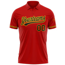 Load image into Gallery viewer, Custom Red Black-Yellow Performance Vapor Golf Polo Shirt