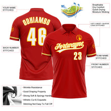 Load image into Gallery viewer, Custom Red White-Yellow Performance Vapor Golf Polo Shirt