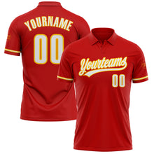 Load image into Gallery viewer, Custom Red White-Yellow Performance Vapor Golf Polo Shirt