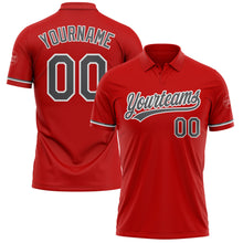 Load image into Gallery viewer, Custom Red Steel Gray-White Performance Vapor Golf Polo Shirt
