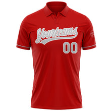 Load image into Gallery viewer, Custom Red Gray-White Performance Vapor Golf Polo Shirt
