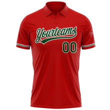 Load image into Gallery viewer, Custom Red Green-White Performance Vapor Golf Polo Shirt