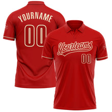 Load image into Gallery viewer, Custom Red Red-Cream Performance Vapor Golf Polo Shirt