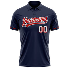 Load image into Gallery viewer, Custom Navy Red-White Performance Vapor Golf Polo Shirt