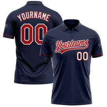 Load image into Gallery viewer, Custom Navy Red-White Performance Vapor Golf Polo Shirt