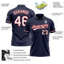 Load image into Gallery viewer, Custom Navy White-Red Performance Vapor Golf Polo Shirt