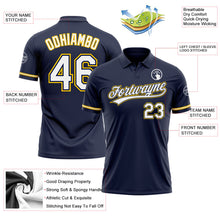 Load image into Gallery viewer, Custom Navy White-Yellow Performance Vapor Golf Polo Shirt