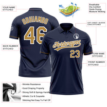 Load image into Gallery viewer, Custom Navy Old Gold-White Performance Vapor Golf Polo Shirt