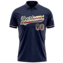 Load image into Gallery viewer, Custom Navy Vintage USA Flag-Cream Performance Vapor Golf Polo Shirt