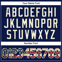 Load image into Gallery viewer, Custom Navy Vintage USA Flag-Cream Performance Vapor Golf Polo Shirt