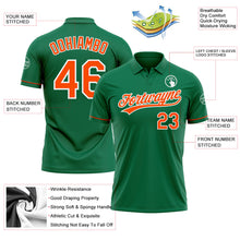 Load image into Gallery viewer, Custom Kelly Green Orange-White Performance Vapor Golf Polo Shirt