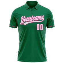 Load image into Gallery viewer, Custom Kelly Green White-Pink Performance Vapor Golf Polo Shirt