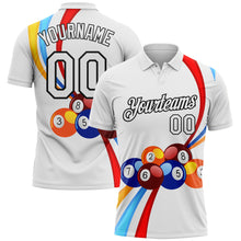Load image into Gallery viewer, Custom White Black 3D Pattern Design Billiards Performance Polo Shirt