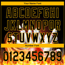 Load image into Gallery viewer, Custom Black Gold 3D Pattern Design Flame Bowling Performance Polo Shirt