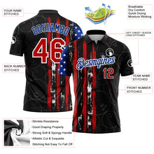 Load image into Gallery viewer, Custom Black Red-Royal 3D Pattern Design Bowling Ball American Flag Performance Polo Shirt